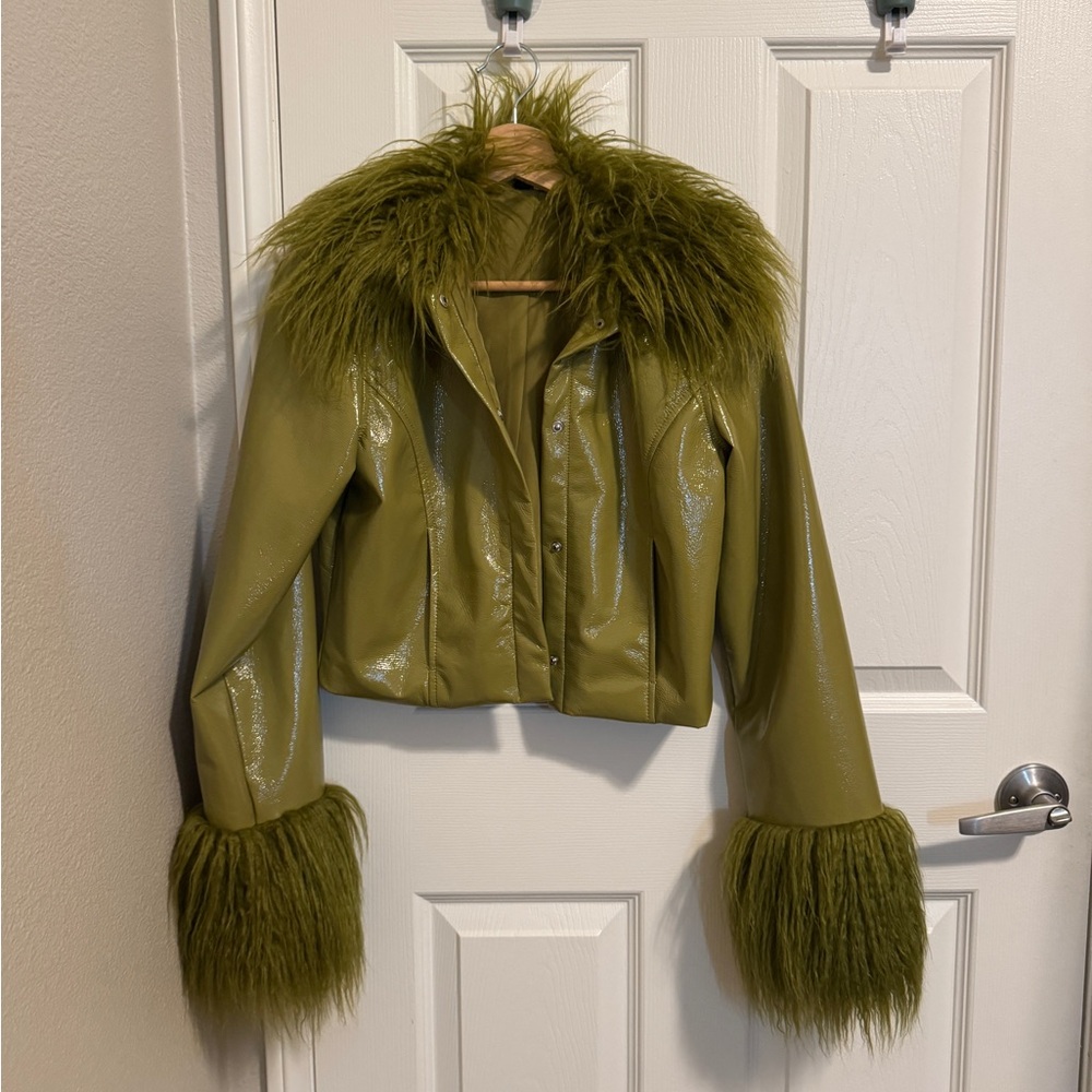 H&M Olive Faux Fur Teddy Jacket